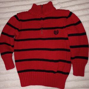 Chaps Sweater Quarter Zip Toddler Boys Size 24 Months Long Sleeves Red Black